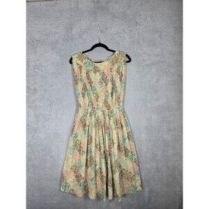 Vtg R&K Originals Pintuck Dress S Blue Pink Floral Watercolor Modest Cottagecore